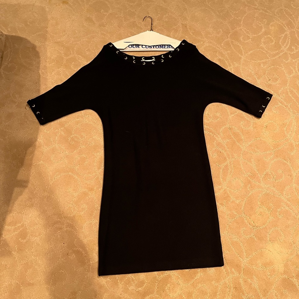 Black dress with bronze details